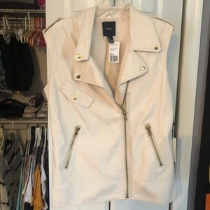 Cream/gold Leather Vest